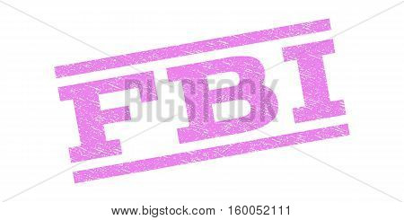 FBI watermark stamp. Text caption between parallel lines with grunge design style. Rubber seal stamp with scratched texture. Vector violet color ink imprint on a white background.