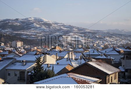 Winter in the Tikvesh winery region. Edge of town Kavadarci, Macedonia. The heart of Macedonia wine industry.