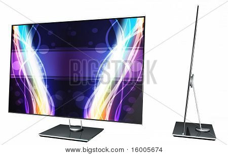 色付きの背景を持つ led テレビ