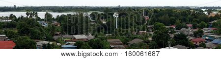 KANCHANABURI THAILAND 14 AUGUST 2016; Landscape top view panorama from 