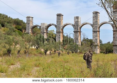 The Roman aqueduct at Moria, Lesvos, Greece. Built to carry water to the island's capital, Mytilene.