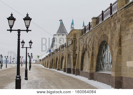 KAZAN, RUSSIA - 3 DECEMBER, 2016: baumana street - metro station Kremlevskaya in capital of tatarstan, horizontal