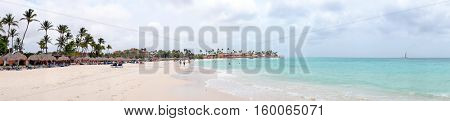 Panorama from Druif beach on Aruba island in the Caribbean Sea