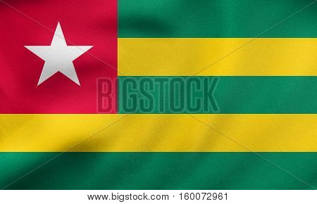 Flag Of Togo Waving, Real Fabric Texture