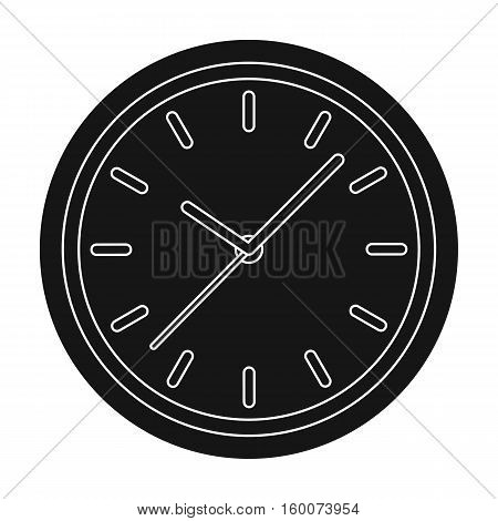 Office clock icon in black style isolated on white background. Office furniture and interior symbol vector illustration.