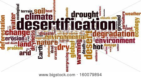 Desertification word cloud concept. Vector illustration on white