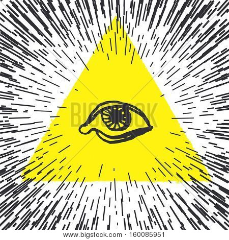 All seeing eye pyramid illustration. Freemason and spiritual.