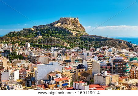 View of Santa Barbara Castle on Mount Benacantil above Alicante - Spain
