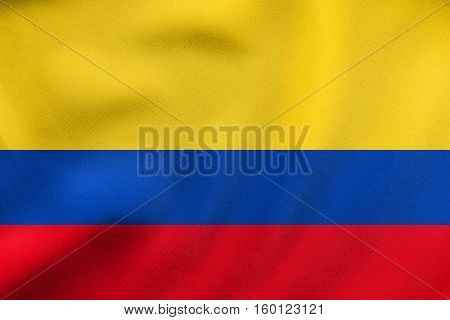 Flag Of Colombia Waving, Real Fabric Texture