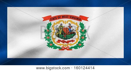 Flag Of West Virginia Waving, Real Fabric Texture