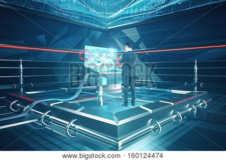 Man Using Futuristic Benchboard