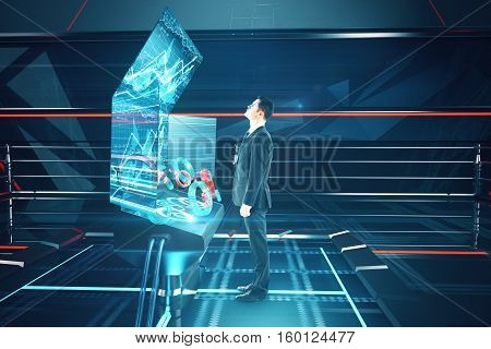 Man Using Futuristic Benchboard Side