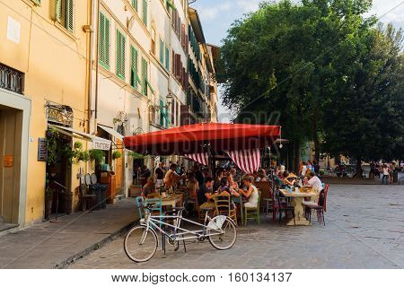 Bar On The Piazza Santo Spirito In Florence, Italy