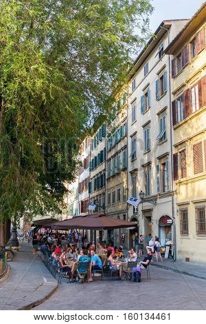 Bar On The Piazza Santo Spirito In Florence, Italy