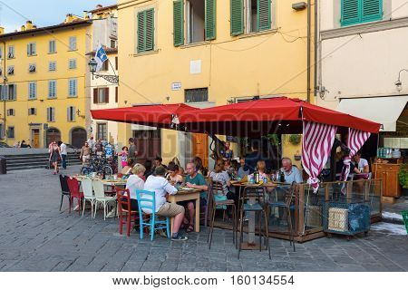 Bar On The Piazza Santo Spirito In Florence, Italy