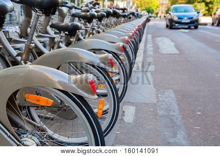 Velib Bicycle Station In Paris, France