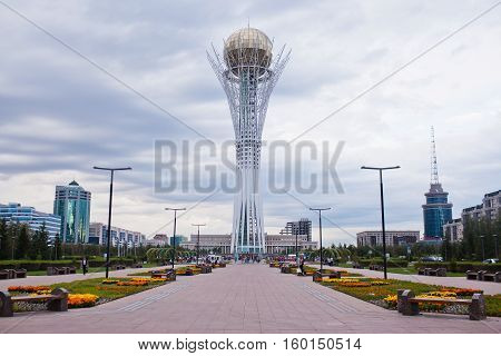 Astana, Kazakhstan - July 15, 2016: Baiterek - a monument in the capital of Kazakhstan, Astana, one of the main attractions of the city