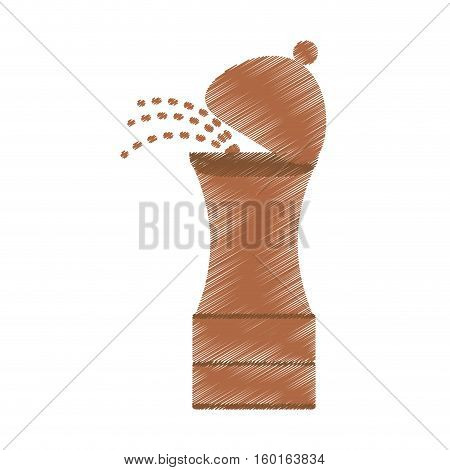 pepper mill shaker wood kitchen drawing vector illustration eps 10