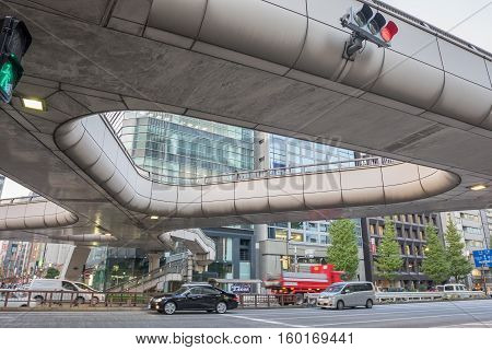Ginza Tokyo Japan - NOV 21, 2016 : Traffic at Showa Dori road is the main road that runs through the middle of Showa in Tokyo, Japan