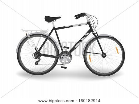 isolated black bicycle with trunk, vector illustration