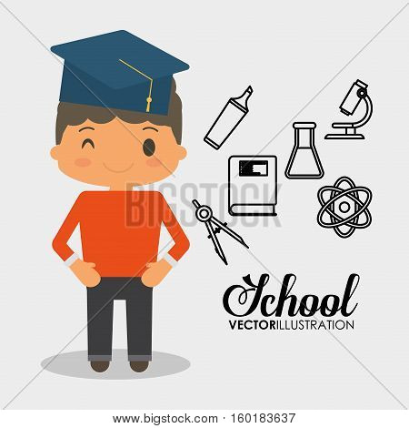 school boy equipment laboratory chemical vector illustration eps 10
