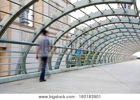 City street road surface and ironbridge pedestrian