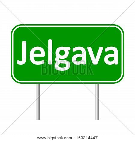 Jelgava road sign isolated on white background.