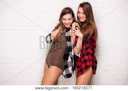 Happy Twins Posing Together.