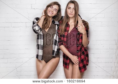 Happy Twins Posing Together.