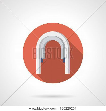 White stoned arched passageway. Decorative elements for architecture objects, garden and park landscape. Red round flat color design vector icon.