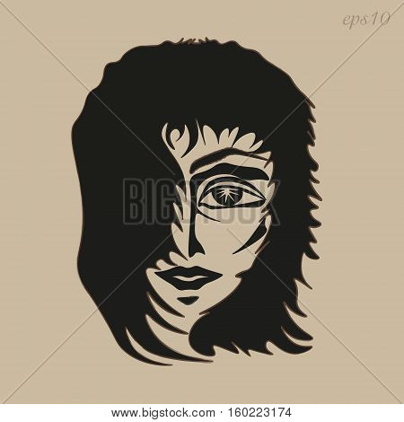 The man's face picture
Author design head boy hair develop eye mouth nose sketch eyebrow contour fringe handmade abstract portrait Stock eps10 vector illustration