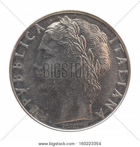 Italian Lira Coin Isolated Over White