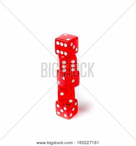 Isolated red dice on a white background