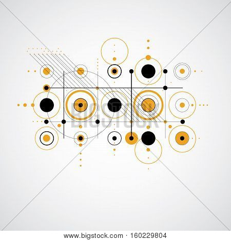 Modular Bauhaus vector background created from simple geometric figures like circles and lines. Best for use as advertising poster or banner design.
