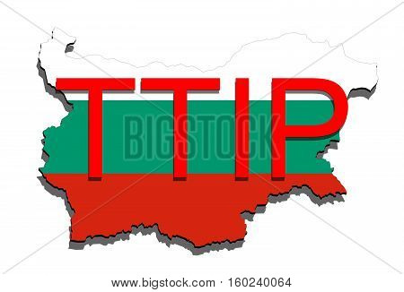 Ttip - Transatlantic Trade And Investment Partnership On Bulgaria Map