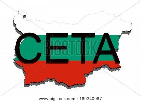Ceta - Comprehensive Economic And Trade Agreement On White Background, Bulgaria Map