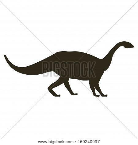 monochrome silhouette with dinosaur mamenchisaurus vector illustration