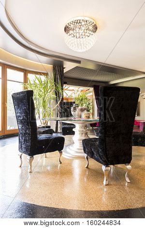 Extravagant Interior With Velvet Chairs