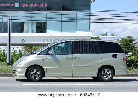 CHIANG MAI THAILAND - OCTOBER 31 2016: Private Toyota Estima car. Family van with hybrid drive to large families. Photo at road no.121 about 8 km from downtown Chiangmai thailand.