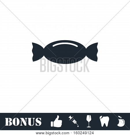 Candy icon flat. Vector illustration symbol and bonus pictogram
