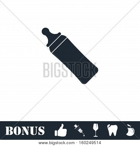 Baby bottle icon flat. Vector illustration symbol and bonus pictogram