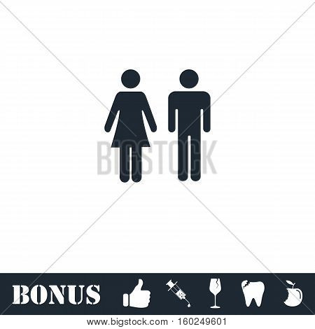 Man and Woman icon flat. Vector illustration symbol and bonus pictogram
