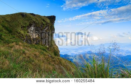 Mountain and cloudscape at Phu chi fa in Chiangrai,Thailand.