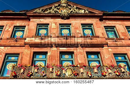 Town Hall windows in Hanau as a traditional Christmas calendar, Germany