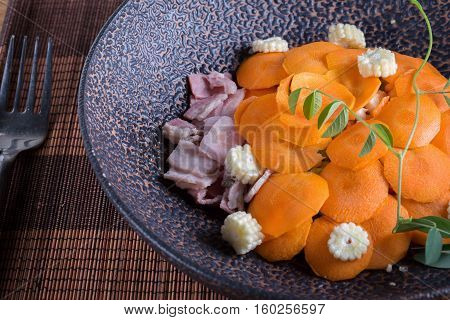 Ham And Carrots With Wegetables.