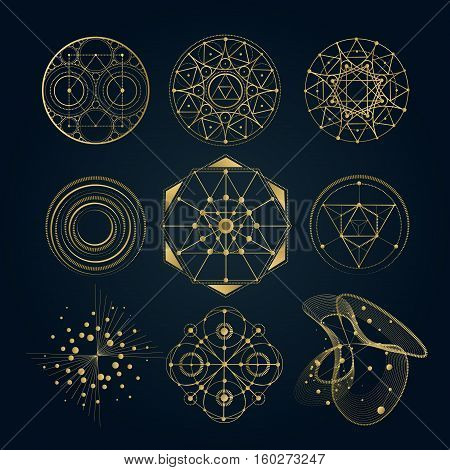 Sacred geometry forms, shapes of lines, logo, sign, symbol.