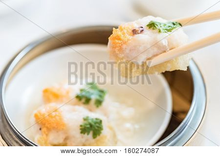 Shrimp Ball with fish maw Chinese dim sum groumet cuisine