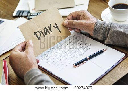 Diary Daily Record Journal Daybook Memoir Concept