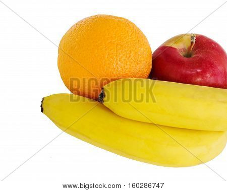 Orange Apple and Banana isolated on white background