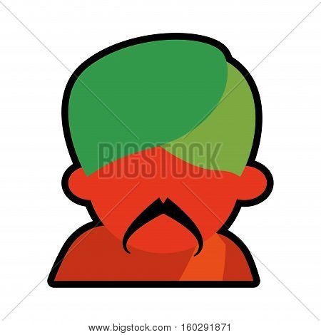 avatar face indian man mustache green turban icon vector illustration eps 10
